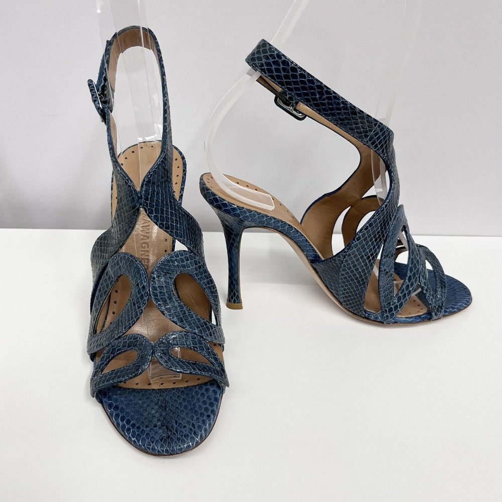 Alexa Wagner Snakeskin High Heel Shoes Blue Sexy $1,195.00 Size 36 1/2‎